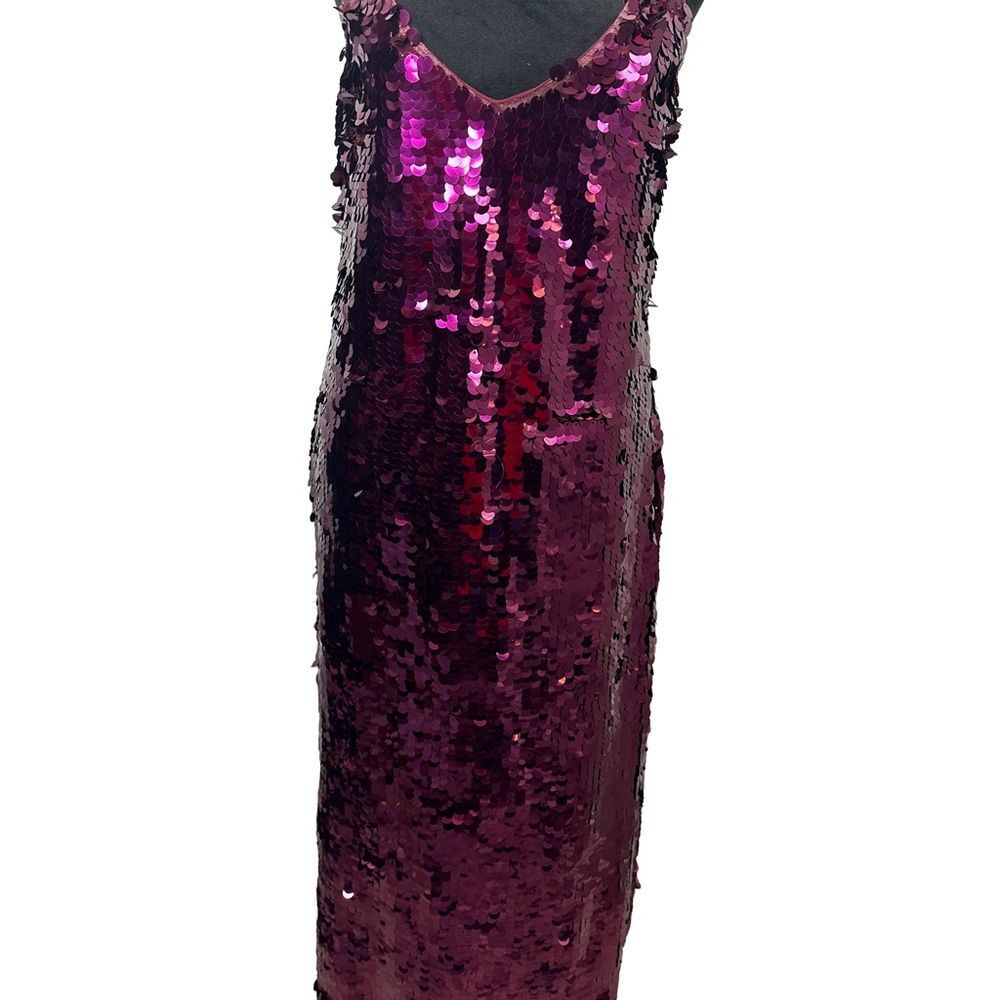 Free People Paillette Party Midi/Maxi Slip Dress Burgundy Big Sequins XS NWOT - Picture 3 of 10